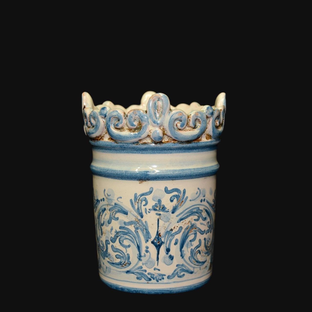 Bicchiere in rilievo h 12 s. d’arte Mono Blu - Ceramiche di Caltagirone Sofia