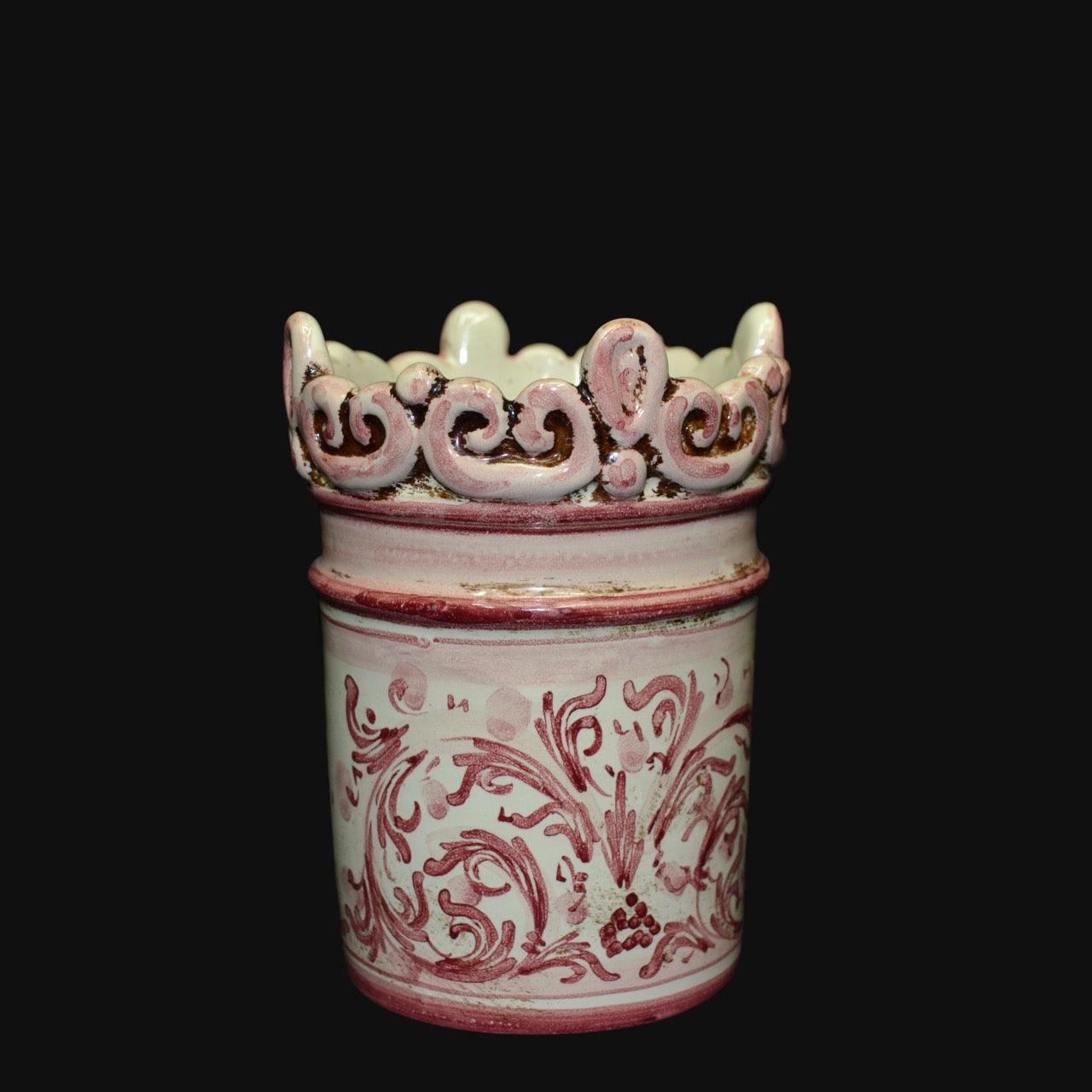 Bicchiere in rilievo h 12 s. d’arte Mono Bordeaux - Ceramiche di Caltagirone Sofia