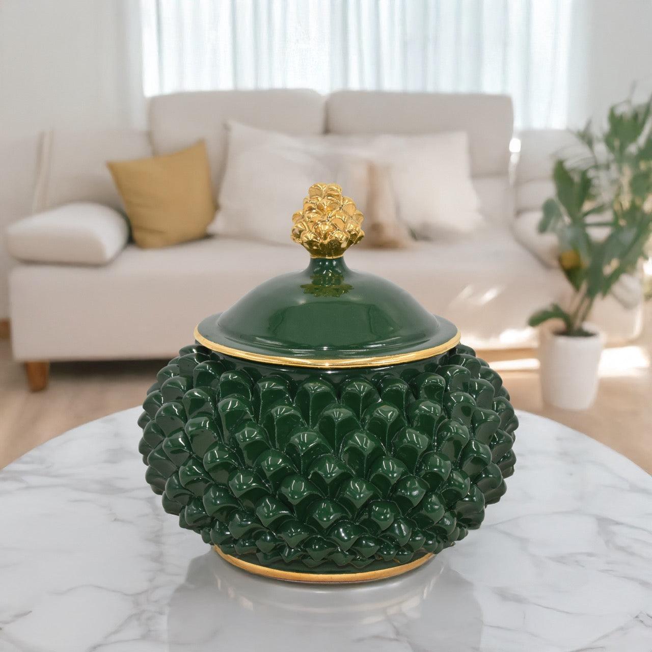 Biscottiera a pigna Ø 20 Verd'Oro in Ceramica di Caltagirone - Ceramiche di Caltagirone Sofia