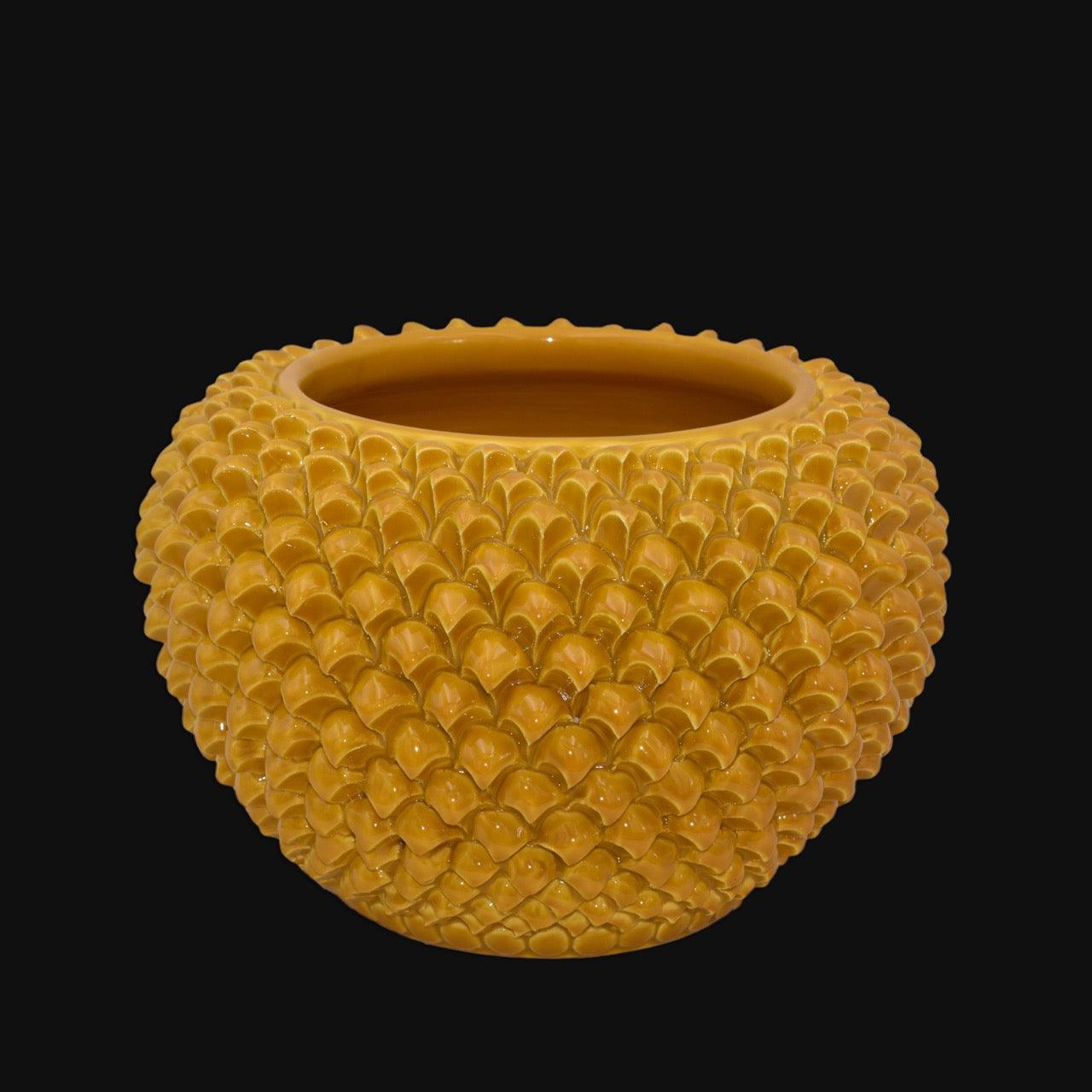 Cachepot a pigna senape in ceramica artigianale di Caltagirone - Ceramiche di Caltagirone Sofia