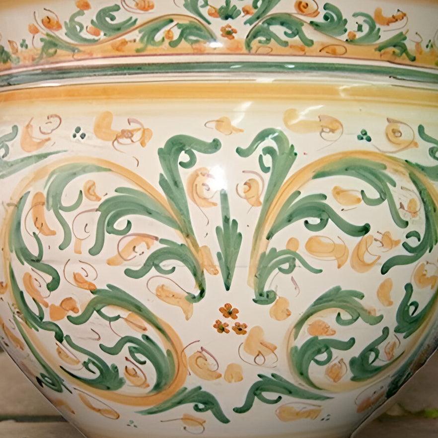 Cachepot in Ceramica Siciliana - Verde e Arancio, Diverse Dimensioni - Ceramiche di Caltagirone Sofia