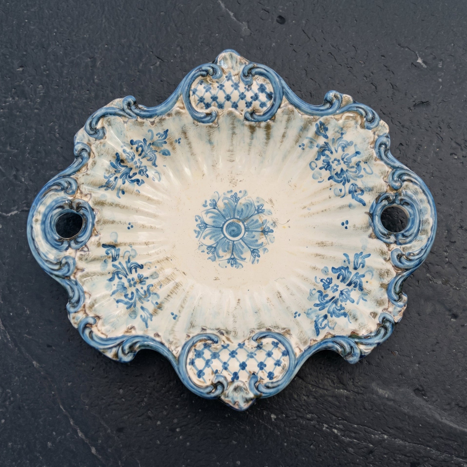 Centre de Table en Ceramique Italienne - Mono Bleu | Ceramique Caltagirone - artisanat sicilien