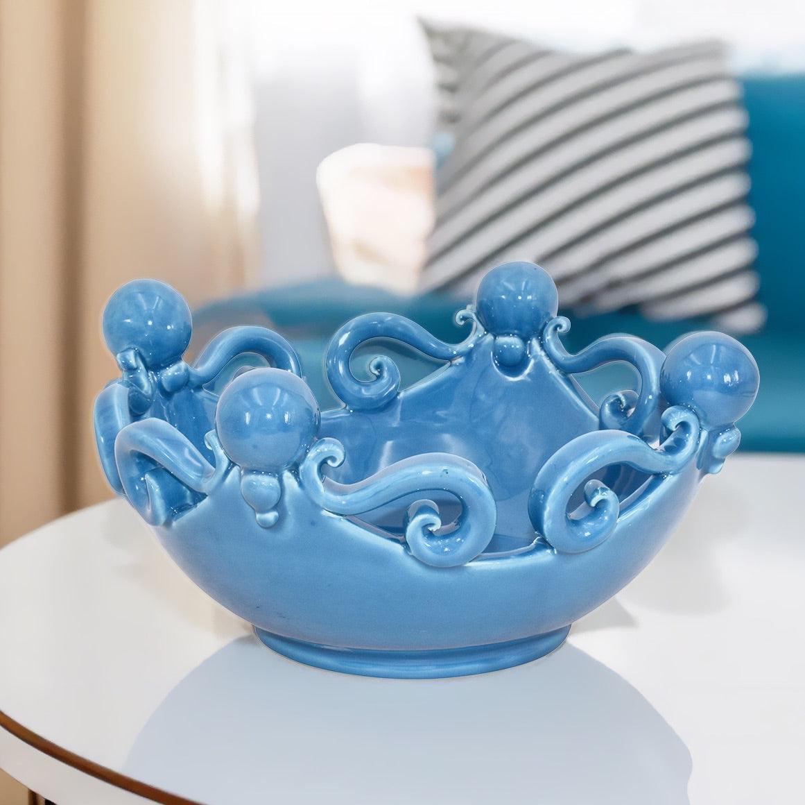 Centrotavola in ceramica turchese, ceramiche Caltagirone fatti a mano design moderno