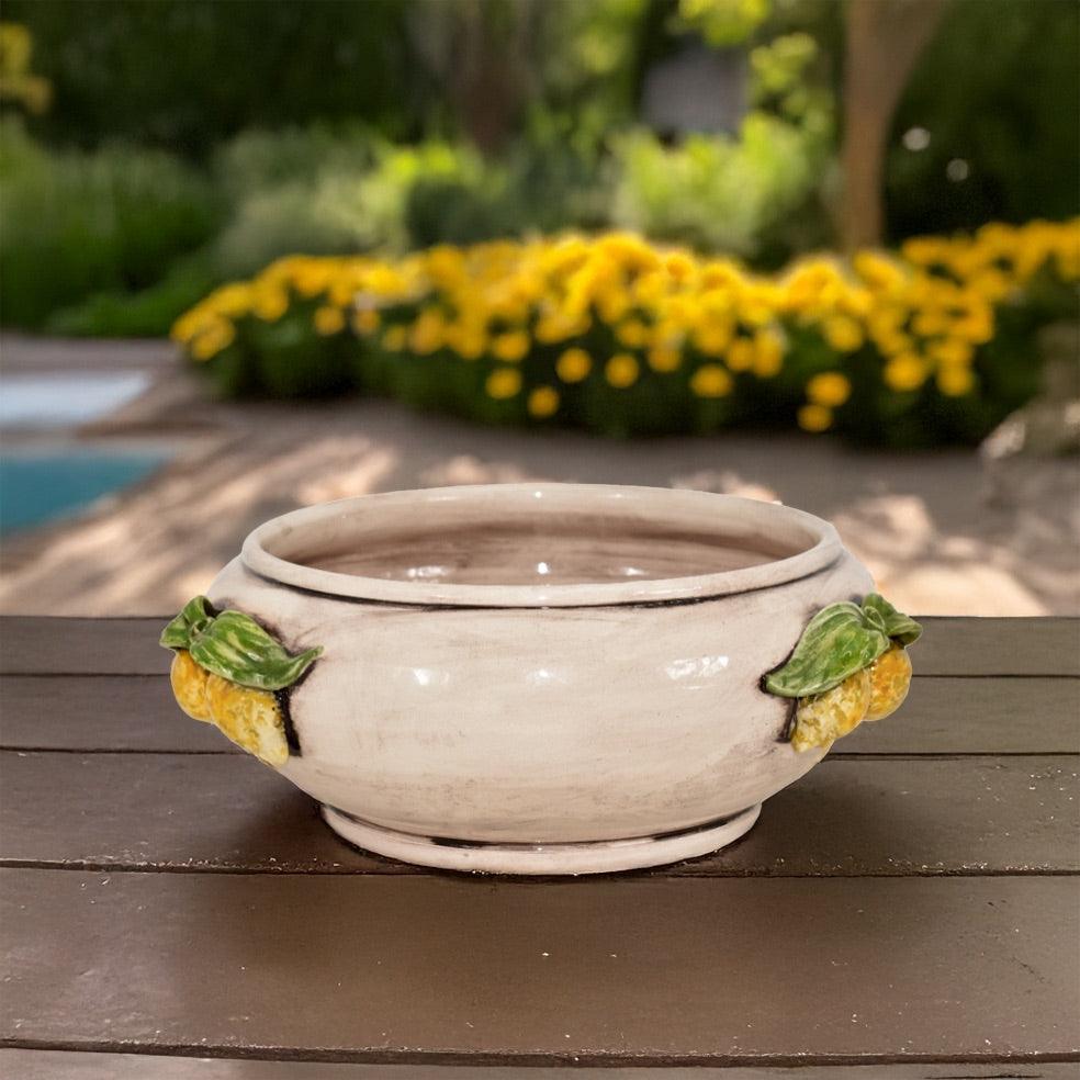 Centrotavola Ø 25 Limoni Siciliani madreperla in ceramica di Caltagirone - Ceramiche di Caltagirone Sofia