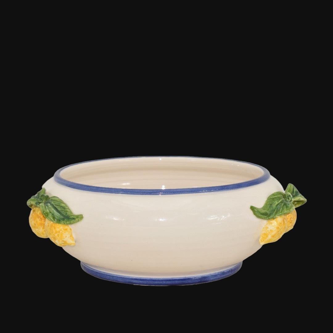 Centrotavola Ø 25 white and lemon in ceramica di Caltagirone - Ceramiche di Caltagirone Sofia