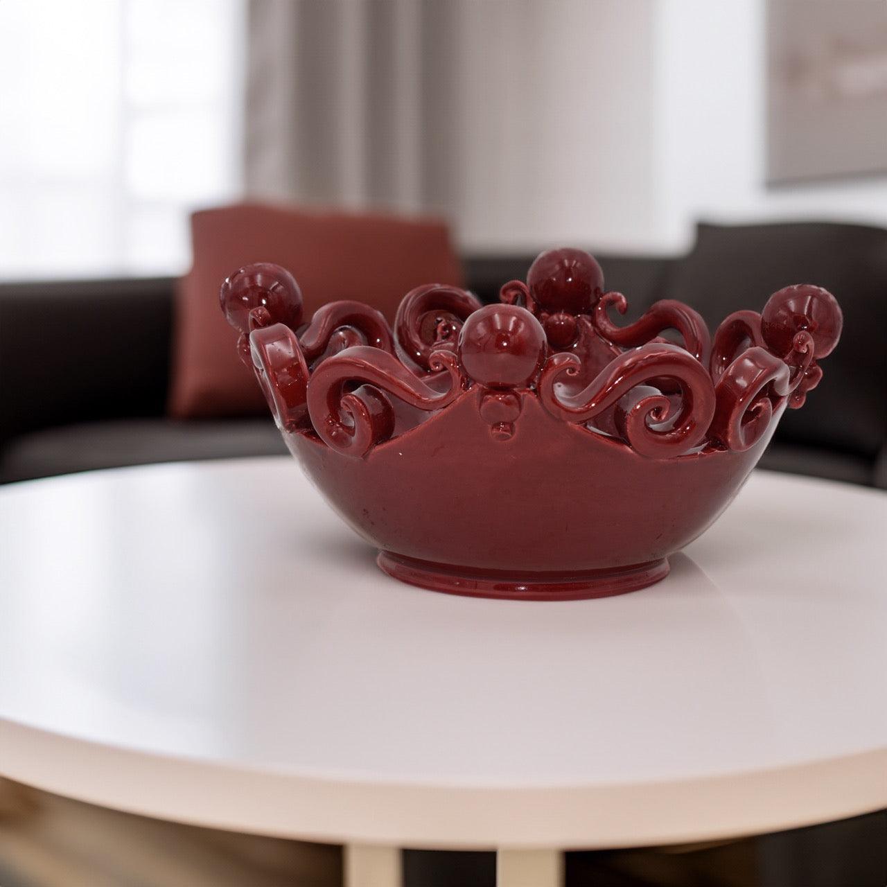 Centrotavola pallina Bordeaux Ø 25 cm / Ø 30 cm - Ceramiche di Caltagirone Sofia