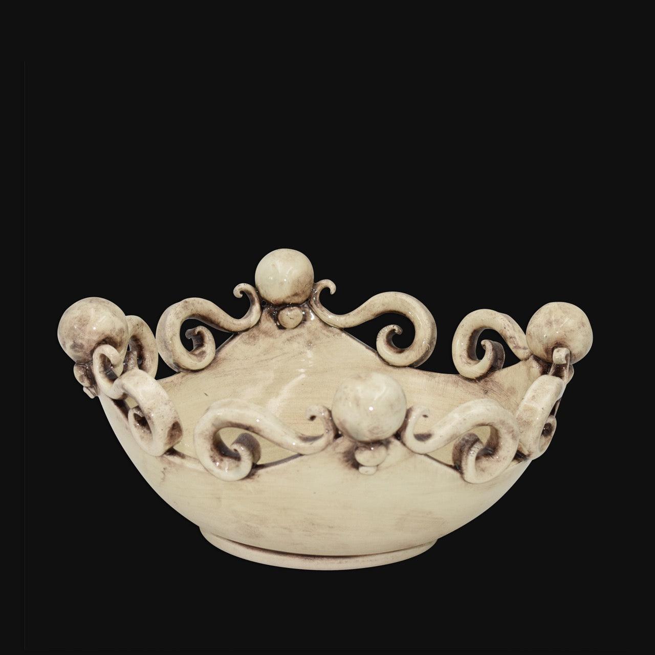 Centrotavola pallina Madreperla Antichizzato Ø 25 cm / Ø 30 cm - Ceramiche di Caltagirone Sofia