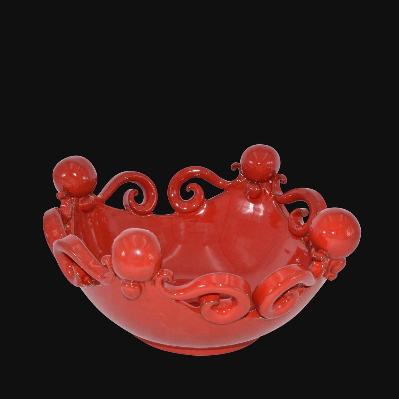 Centrotavola pallina rosso fuoco Ø 25 cm / Ø 30 cm | Ceramiche in stile moderna - Ceramiche di Caltagirone Sofia