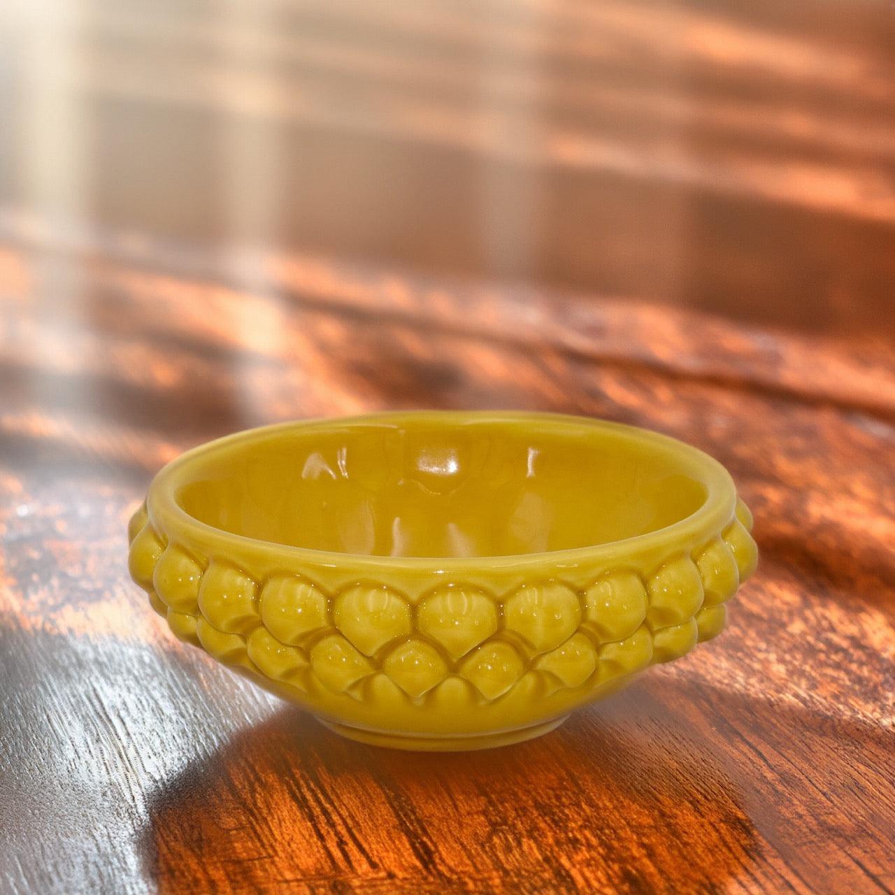 Ciotola a pigna senape - Bomboniera in ceramica - Ceramiche di Caltagirone Sofia