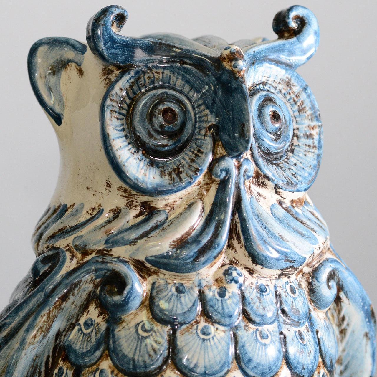 Gufo H 30 Monocromia Blu - Animali in Ceramica - Ceramiche di Caltagirone - Ceramiche di Caltagirone Sofia