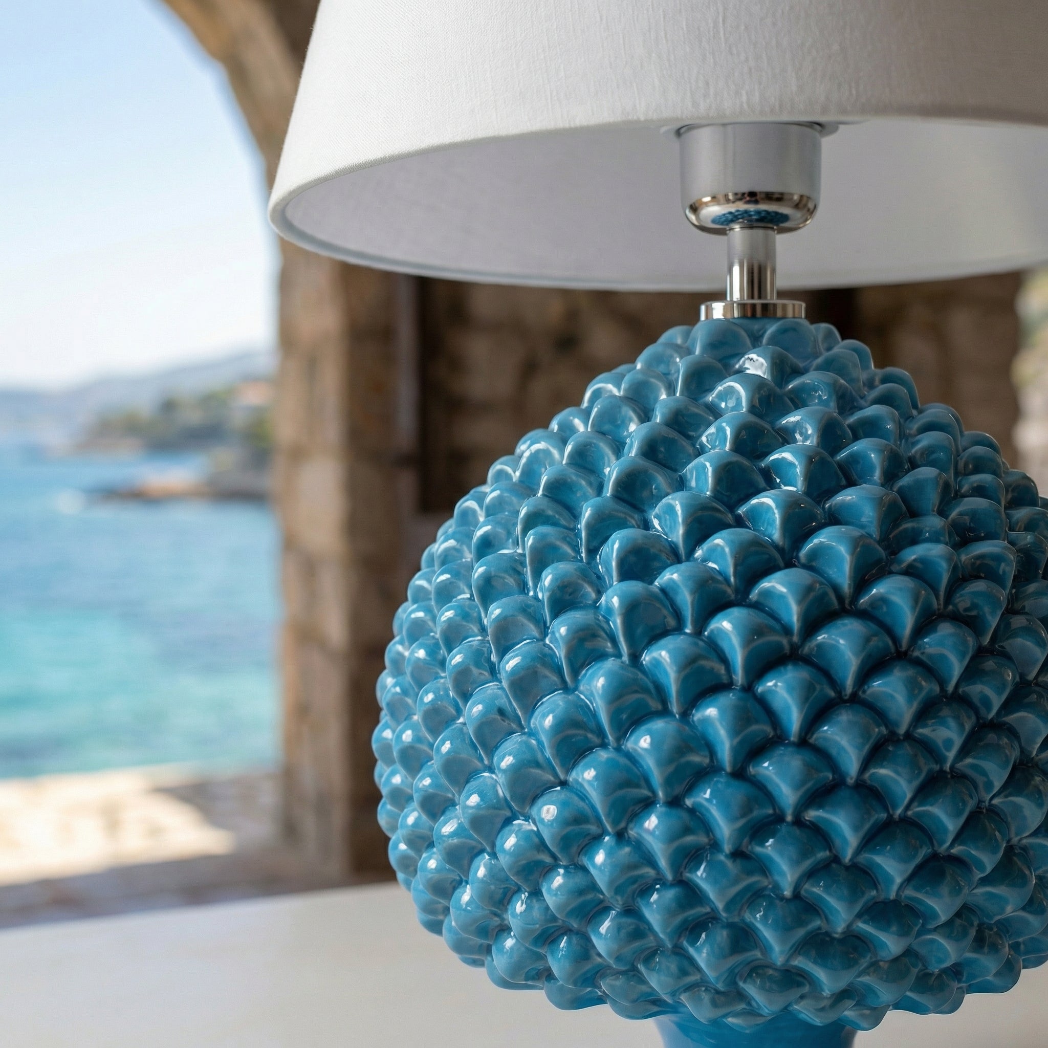 Pomme de Pin en Ceramique Italienne - Turquoise | Ceramique Caltagirone - Pomme de Pin Sicilienne