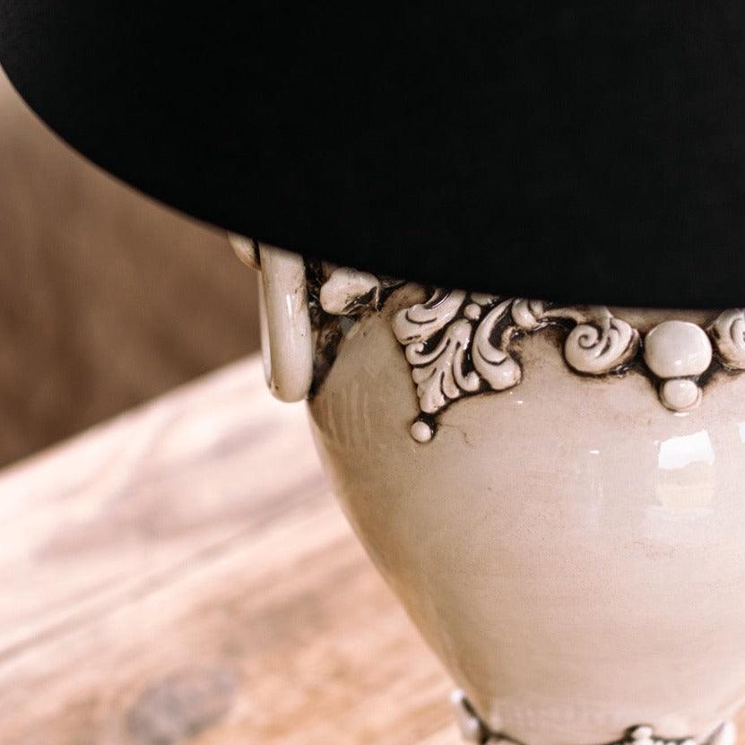 Lume anelli h 30 plastico sofia madreperla antichizzato (h55 c/paralume Ø35) - Ceramiche di Caltagirone Sofia