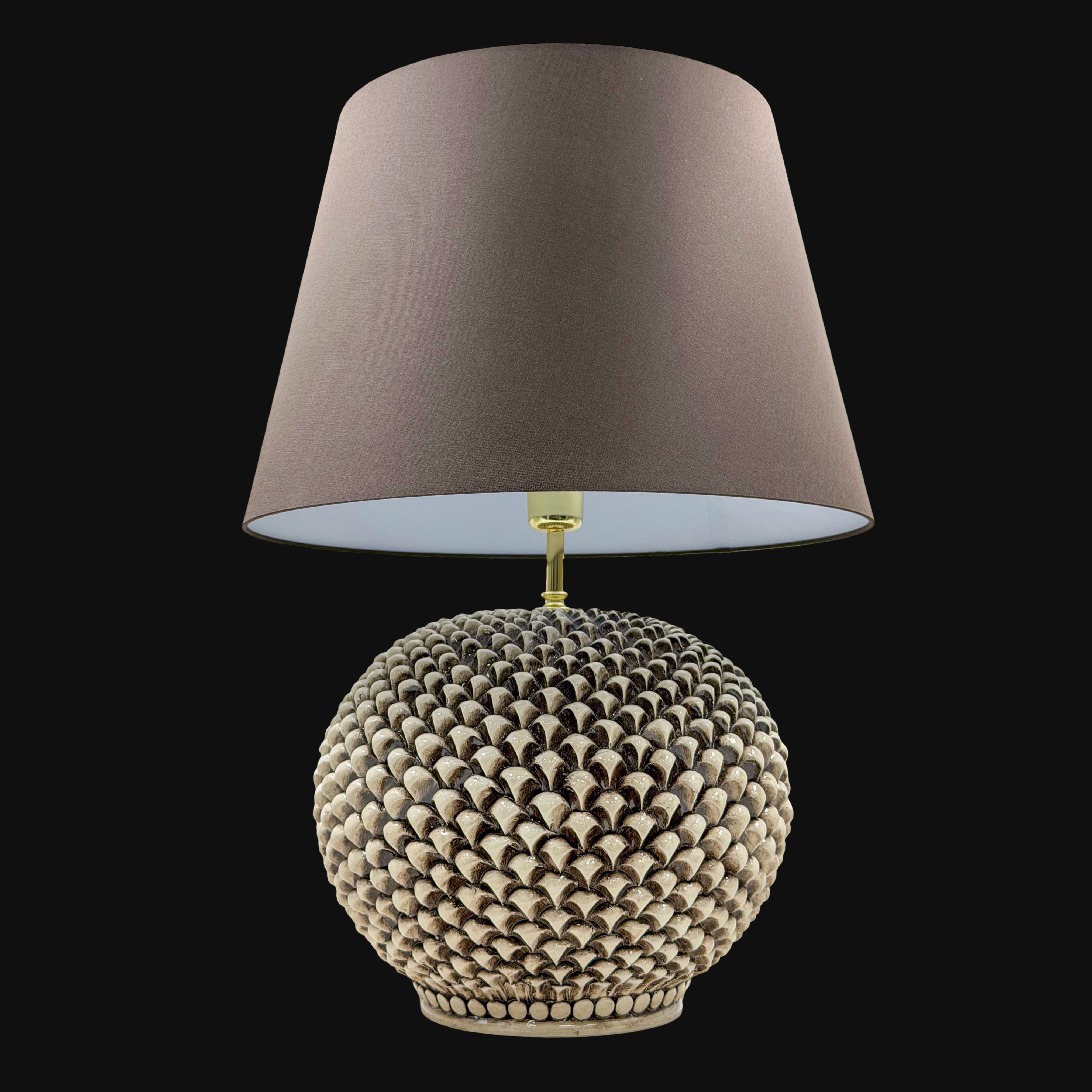 Lume palla a pigna in ceramica diverse misure, Decoro in Madreperla Antichizzato - Ceramiche di Caltagirone Sofia