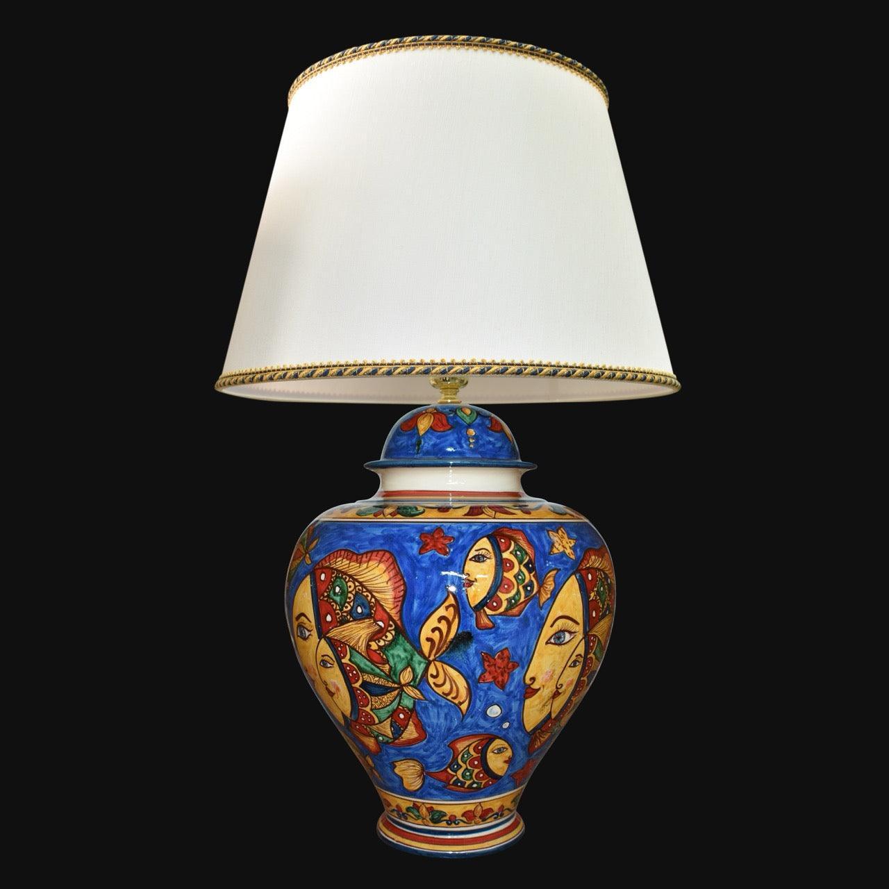 Lume Potiche con decoro pesci fondo blu - Ceramiche di Caltagirone Sofia