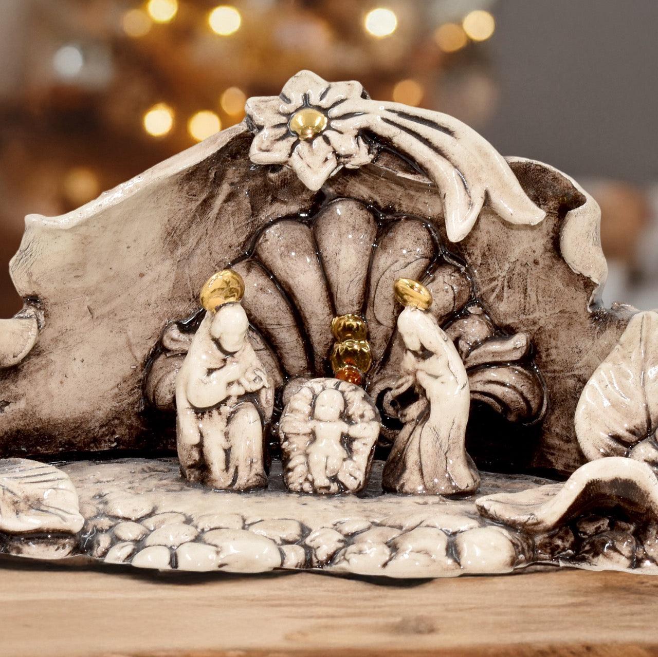 Natività media 14x10 Madreperla Oro e Lustri - Ceramiche di Caltagirone Sofia