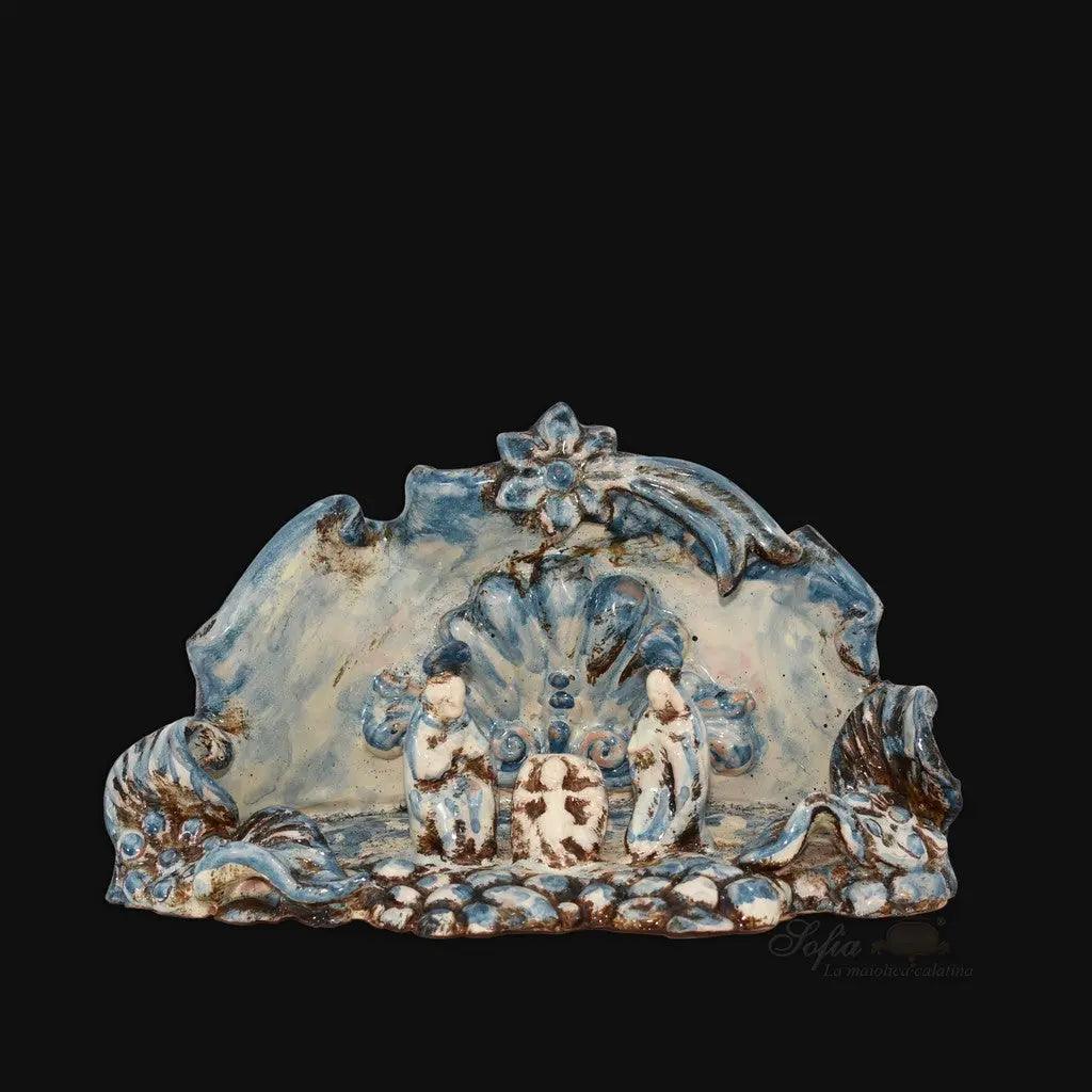 Natività media 14x10 mono blu - Presepe di Caltagirone - Ceramiche di Caltagirone Sofia