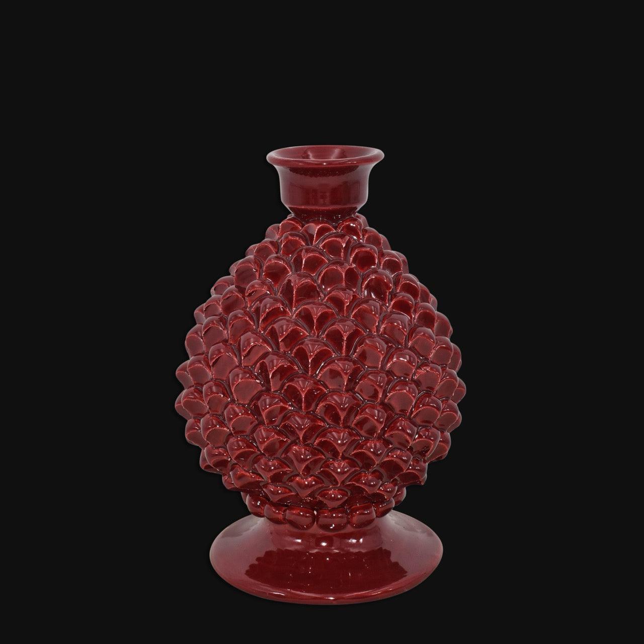 Portacandela a pigna h 18 Bordeaux – Bomboniera in ceramica di Caltagirone - Ceramiche di Caltagirone Sofia