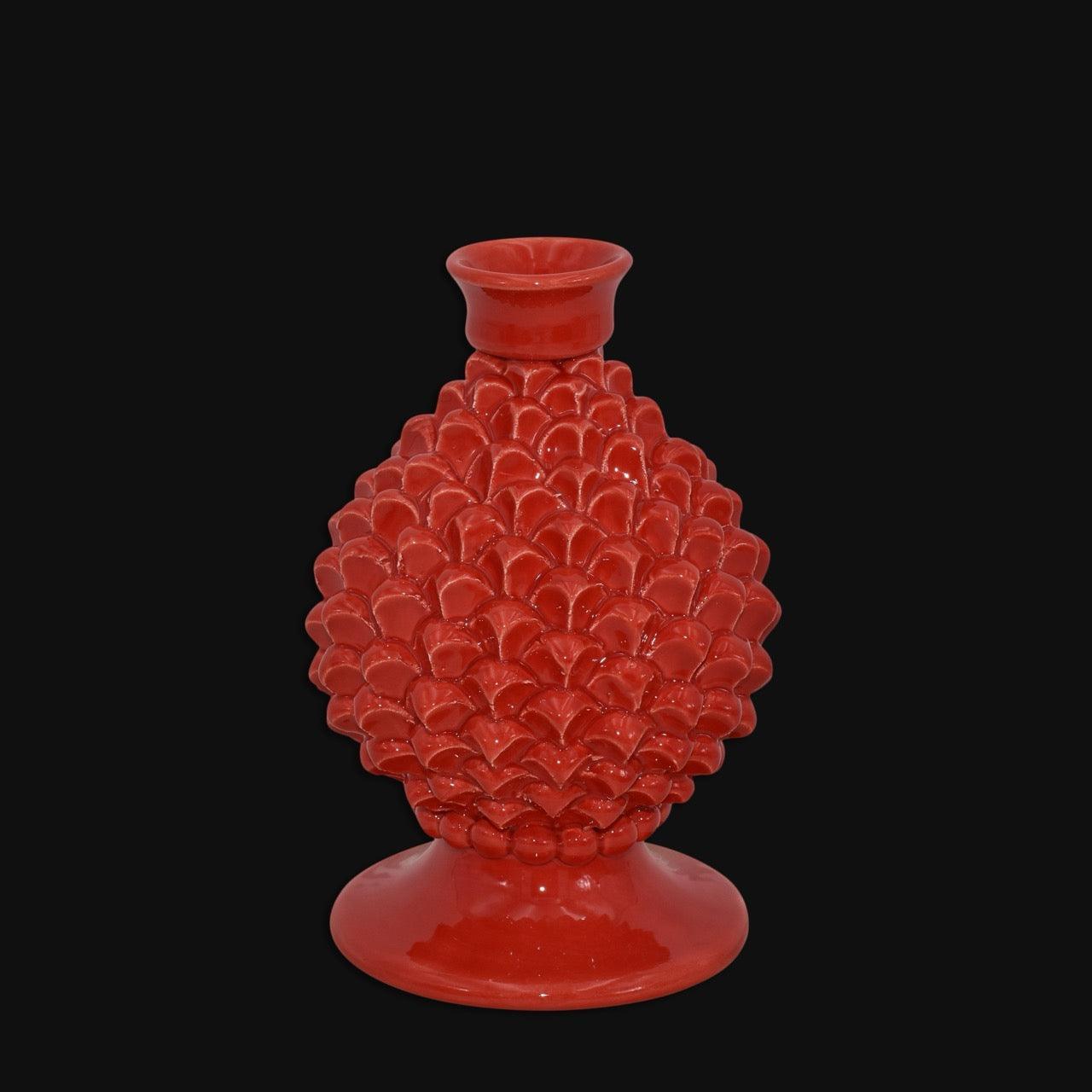 Portacandela a pigna h 18 Rosso Fuoco – Bomboniera in ceramica di Caltagirone - Ceramiche di Caltagirone Sofia