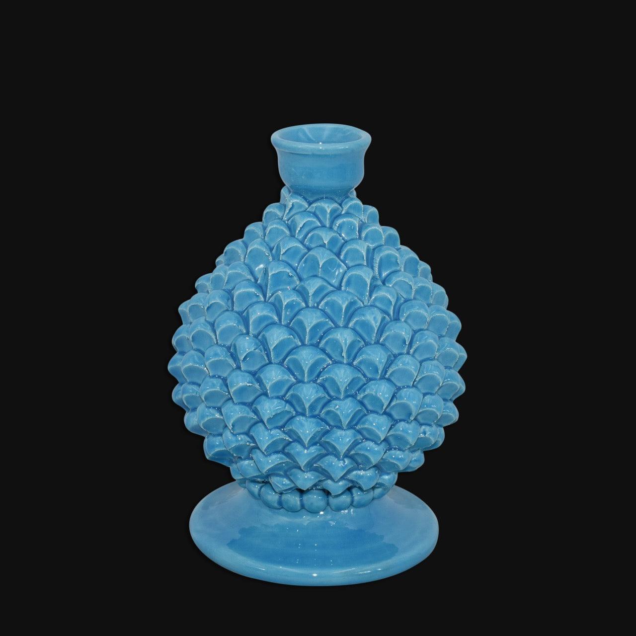 Portacandela a pigna h 18 turchese – Bomboniera in ceramica di Caltagirone - Ceramiche di Caltagirone Sofia