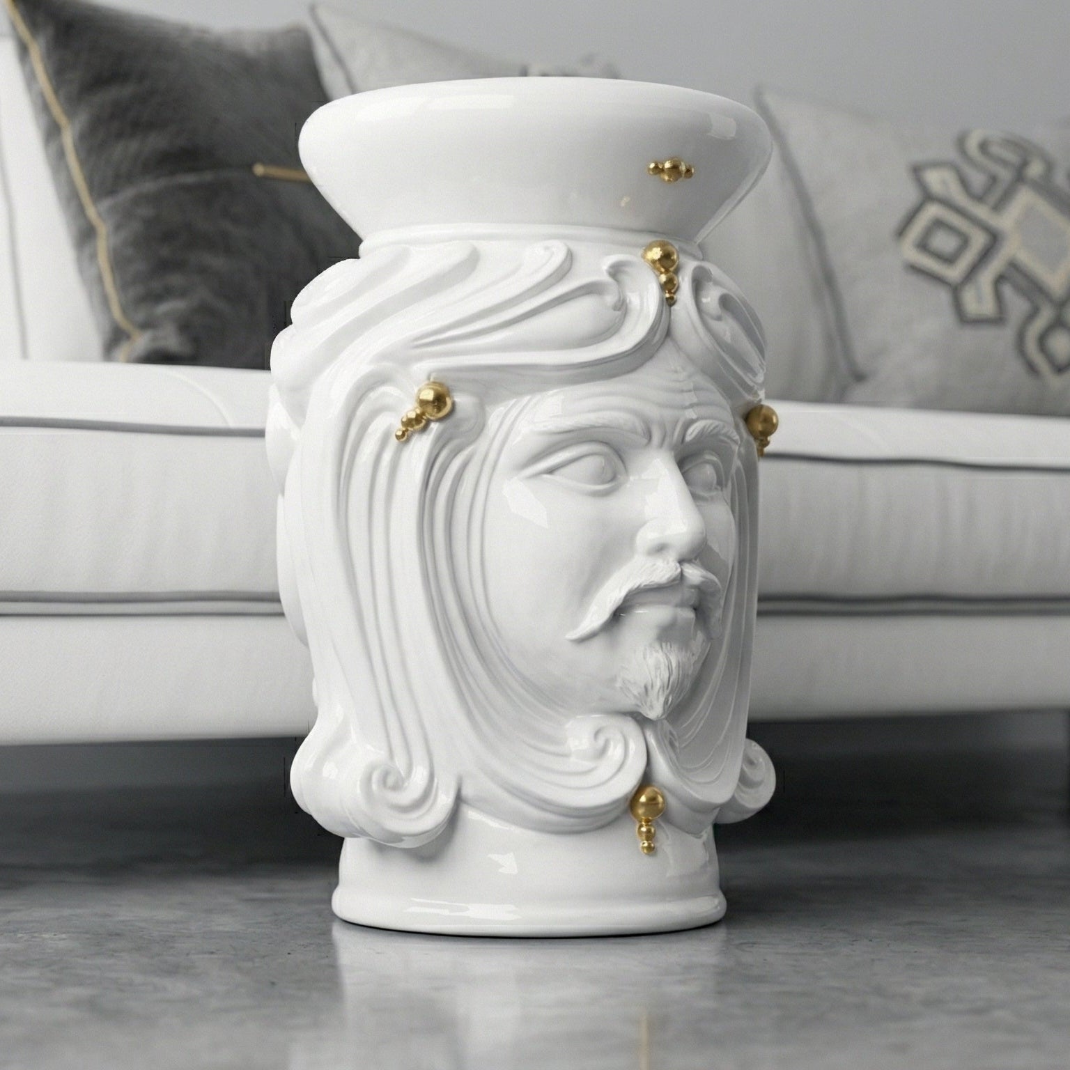 Tête de Maure Sicilienne H 60 cm – Homme, – Testa di Moro de Caltagirone, Sicile