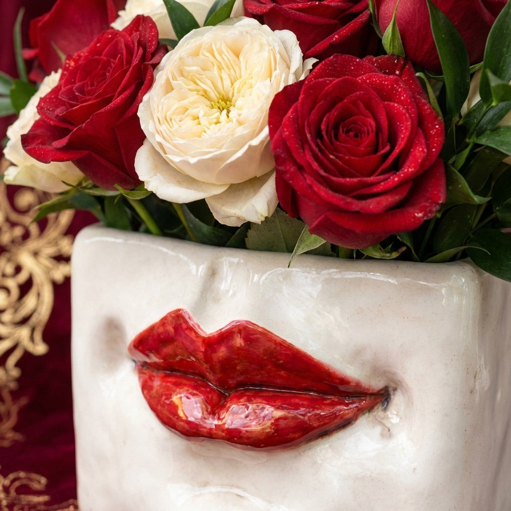 Scatola con espressione in Ceramica Madreperla Antichizzata con Dettagli Oro - Artigianale