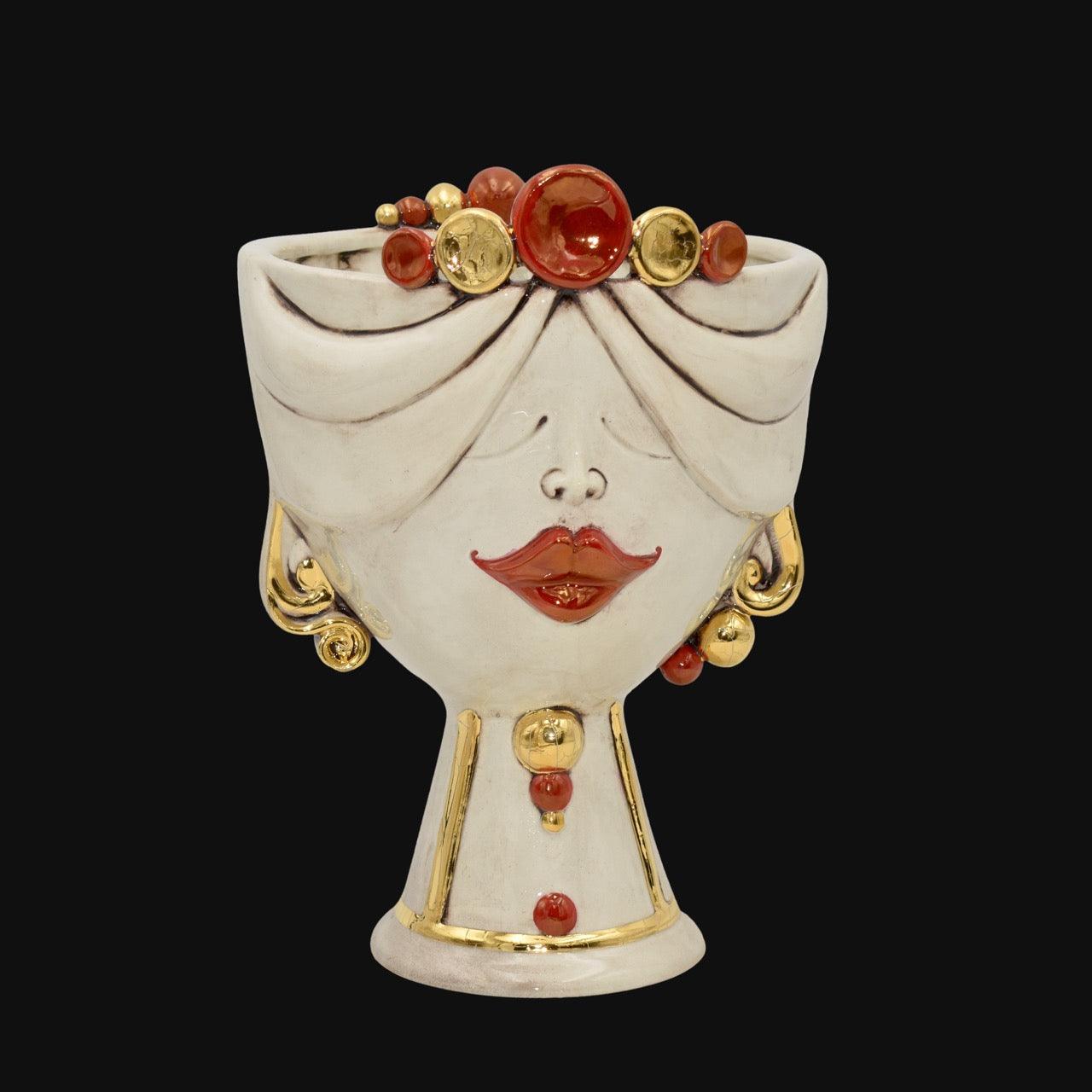 Testa di Moro donna in Ceramica Caltagirone | Zahira Madreperla Oro e Lustri h 30 cm - Ceramiche di Caltagirone Sofia