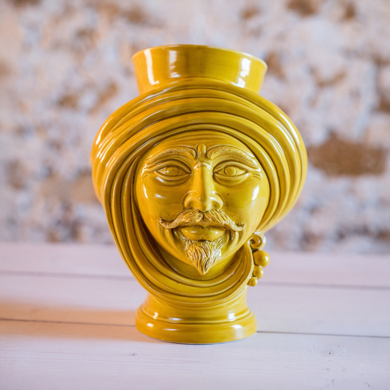 Testa di Moro Uomo H 30 Senape - Ceramica Monocromatica Moderna - Ceramiche di Caltagirone Sofia