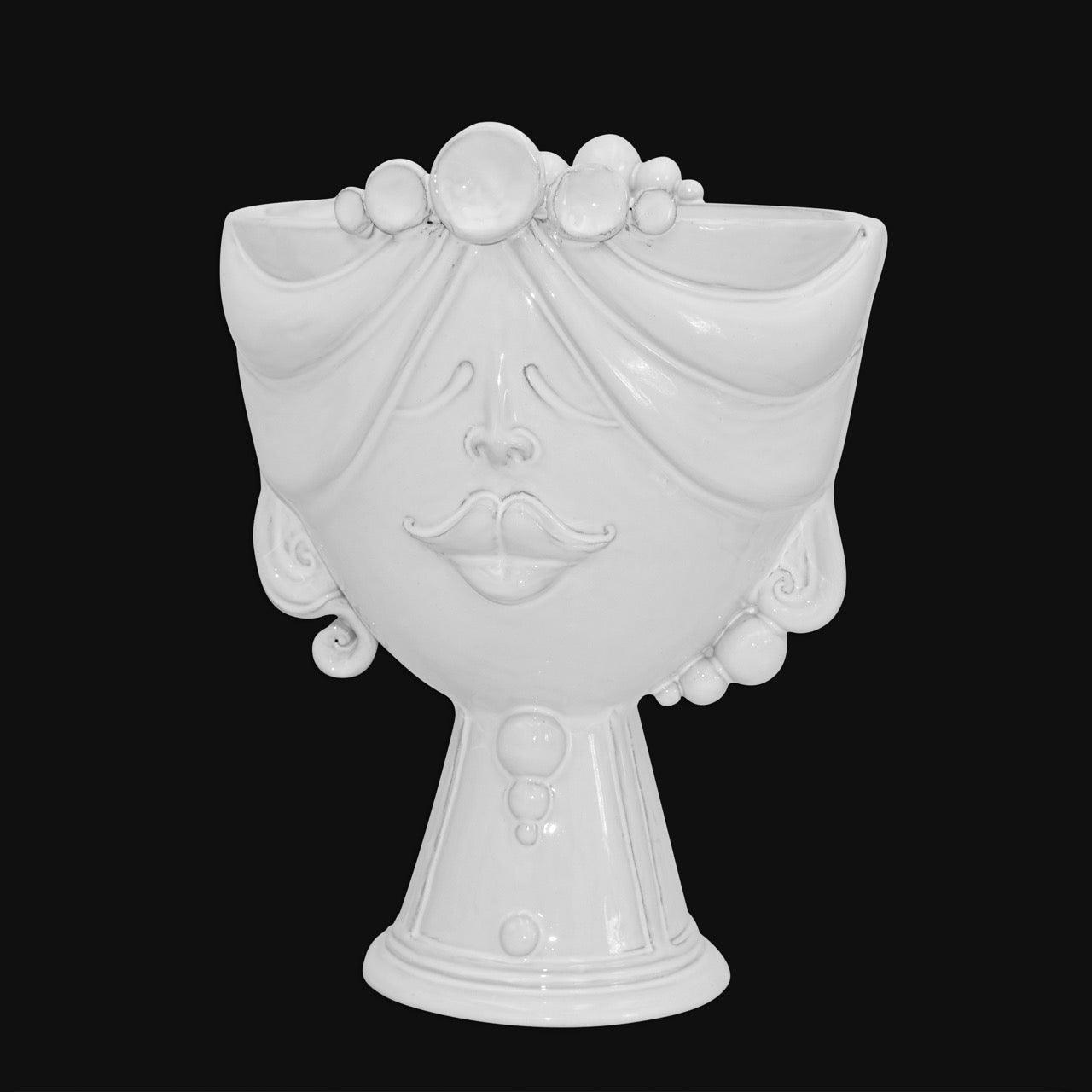Testa di Moro "Zahira" donna in Ceramica di Caltagirone | White Line 30 cm - Ceramiche di Caltagirone Sofia