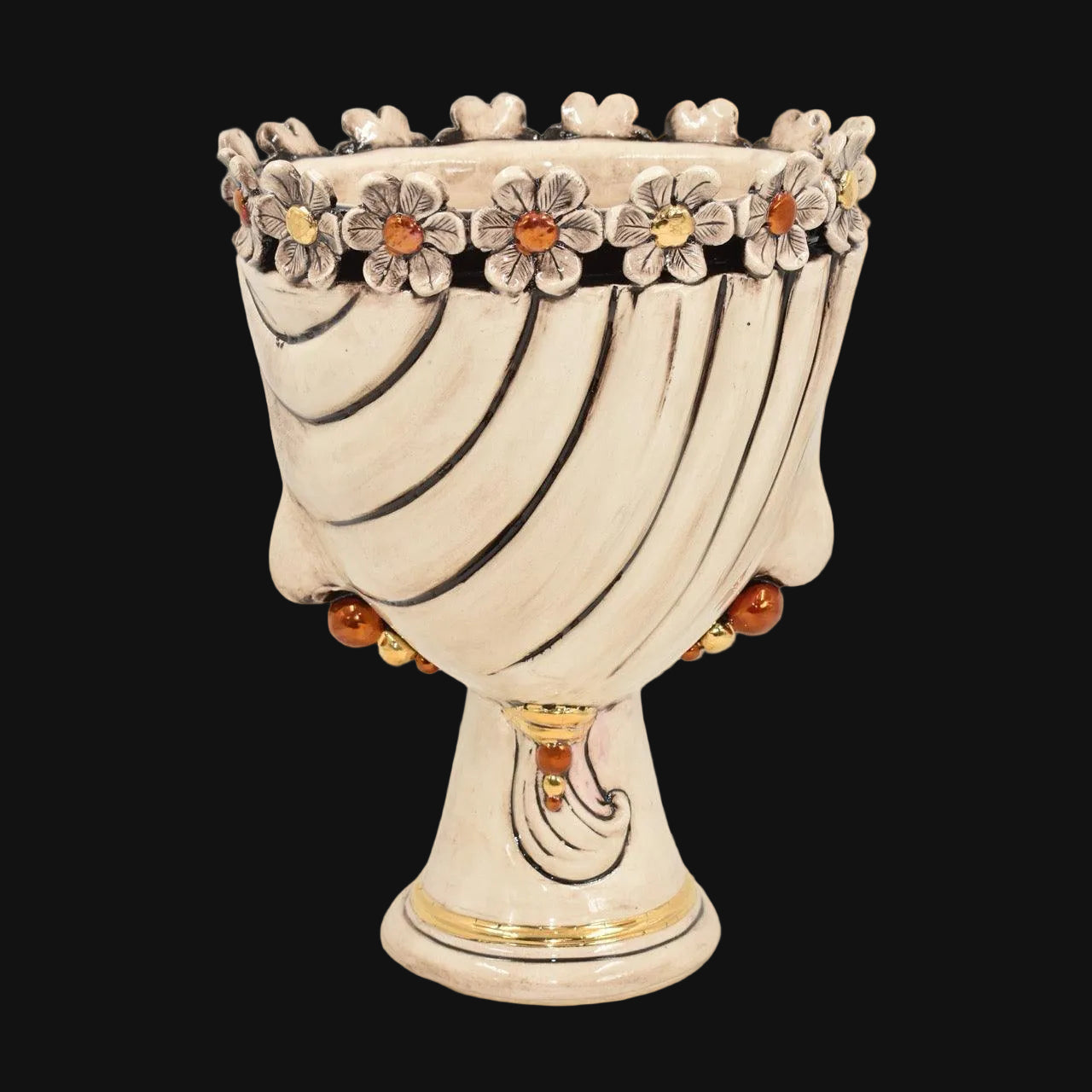 Testa di Moro Zahira Uomo con Fiori Madreperla Antichizzato con Oro e Lustri - Ceramiche di Caltagirone Sofia