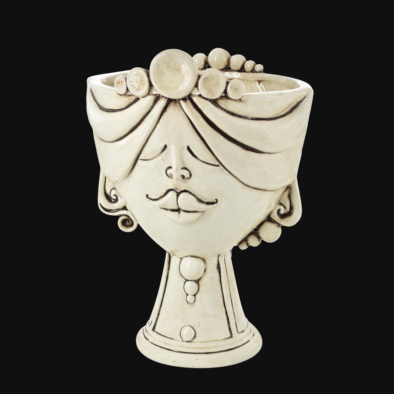 Testa Donna in Ceramica Caltagirone | Zahira Madreperla Antichizzato h 30 cm - Ceramiche di Caltagirone Sofia