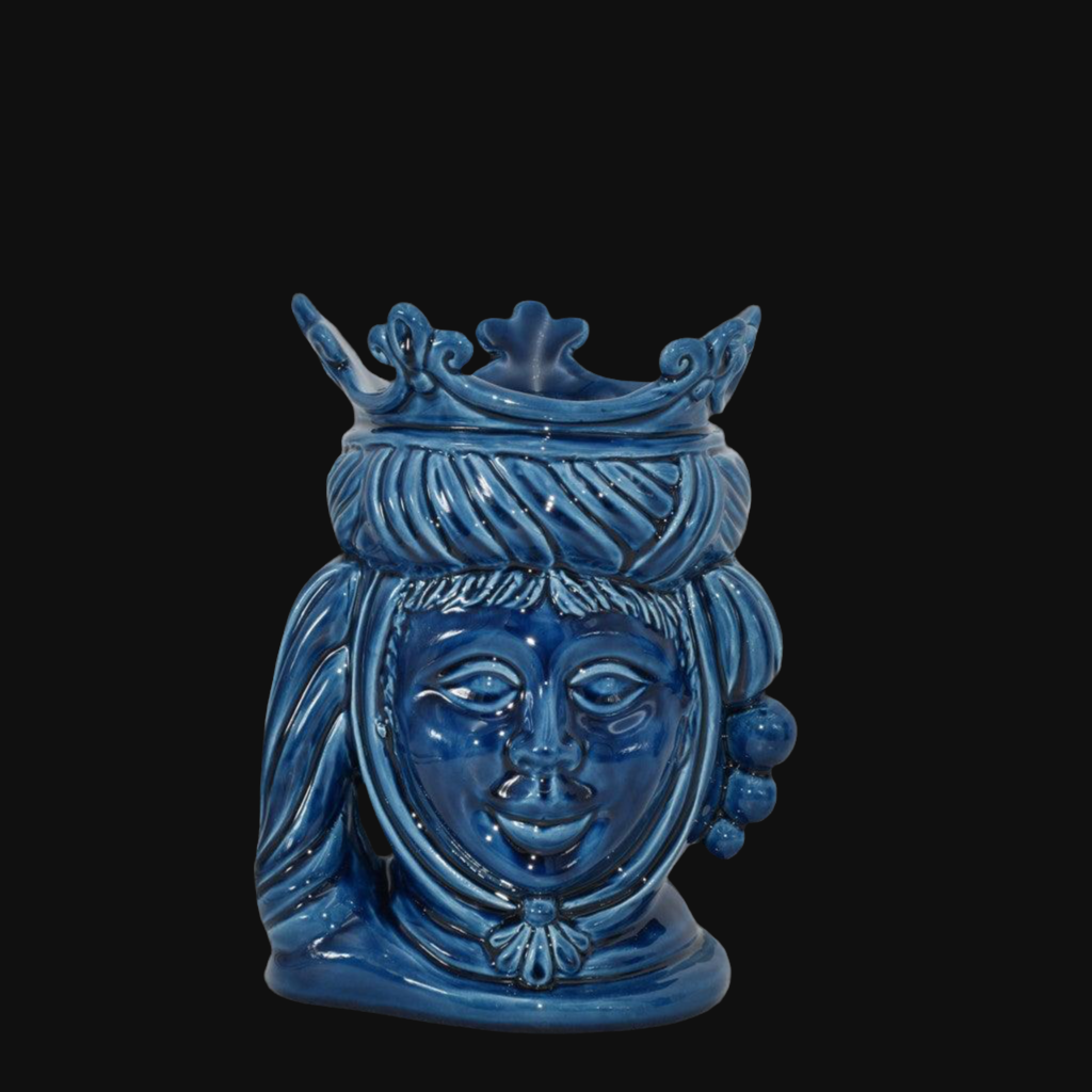 Testa h 20 liscia Blu Intenso femmina - Ceramiche di Caltagirone Sofia