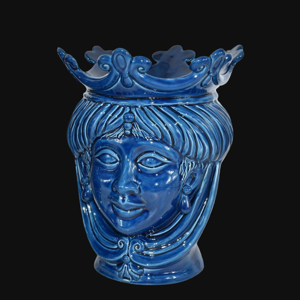 Testa h 25 liscia Blu Intenso femmina - Ceramiche di Caltagirone Sofia