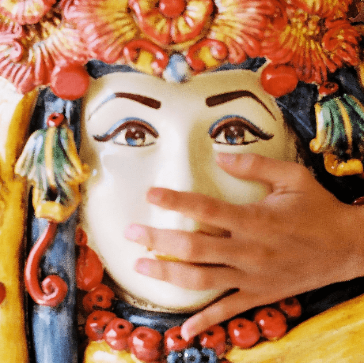 Testa h 50 c/turbante decoro sicily femmina - Ceramiche di Caltagirone Sofia