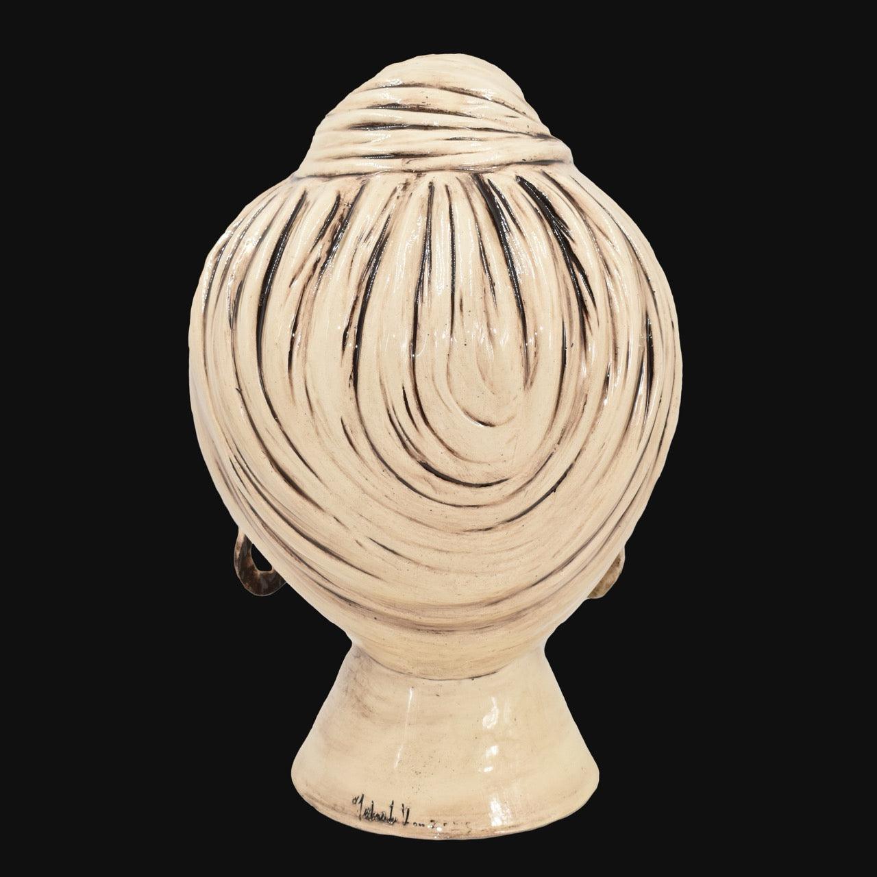 Testa sognia h 40 madreperla antichizzato perline rosse femmina viso lucido - Ceramiche di Caltagirone Sofia