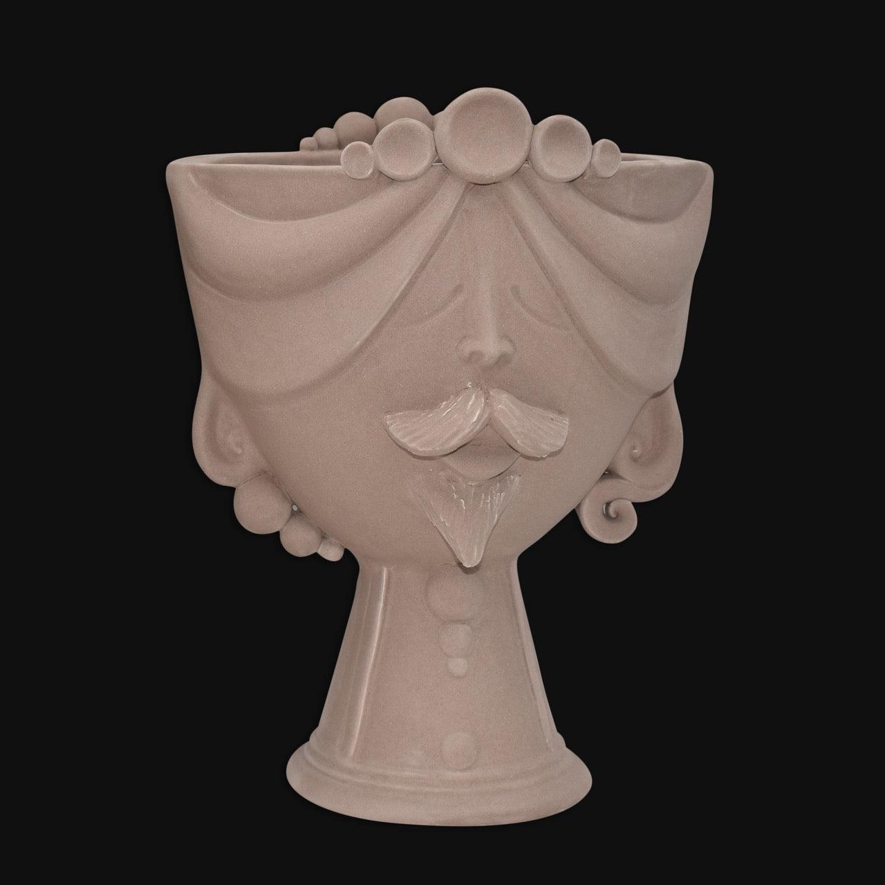 Testa Uomo Ceramica Caltagirone | Zahira Tortora Opaco 30cm - Ceramiche di Caltagirone Sofia