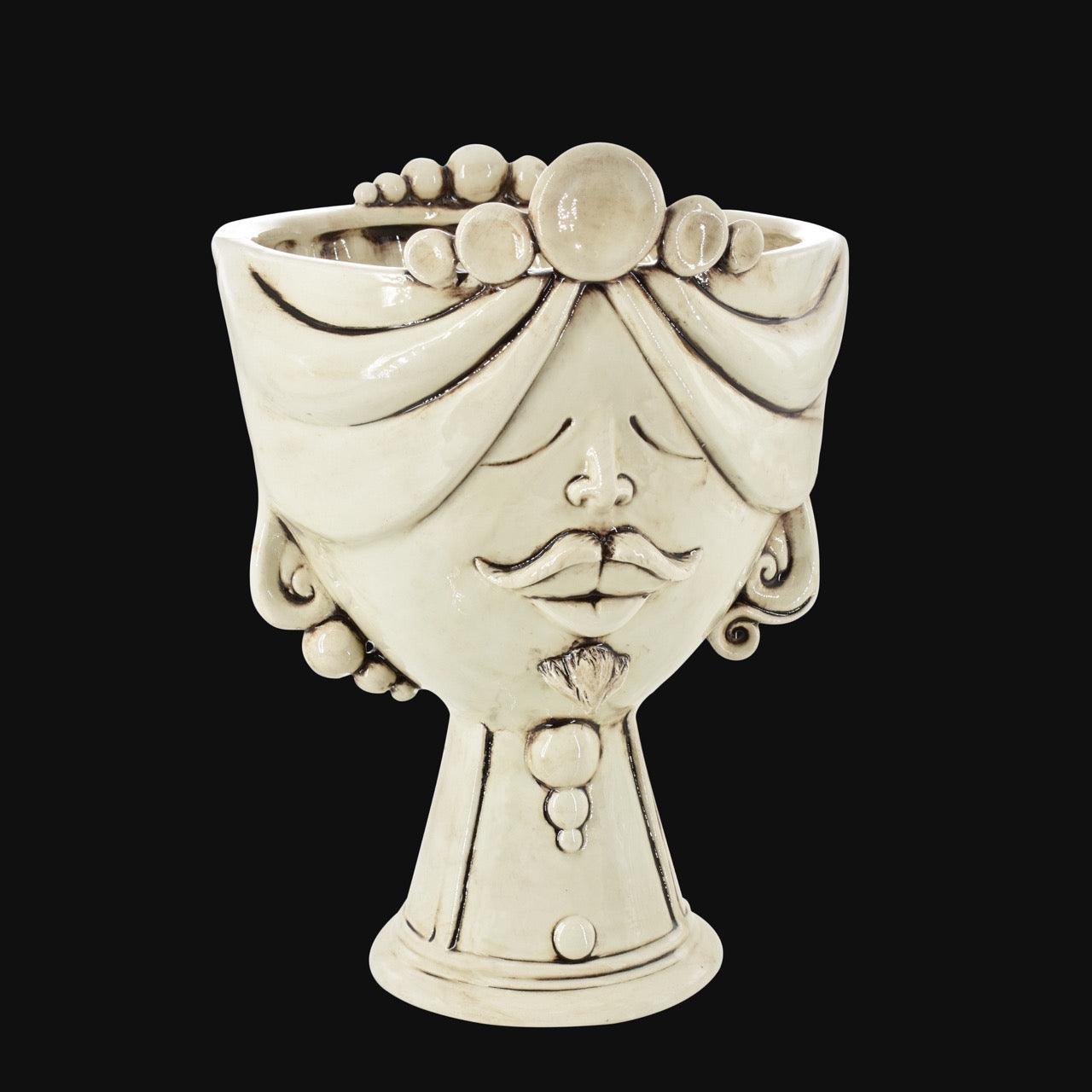 Testa Uomo in Ceramica Caltagirone | Zahira Madreperla Antichizzato h 30 cm - Ceramiche di Caltagirone Sofia