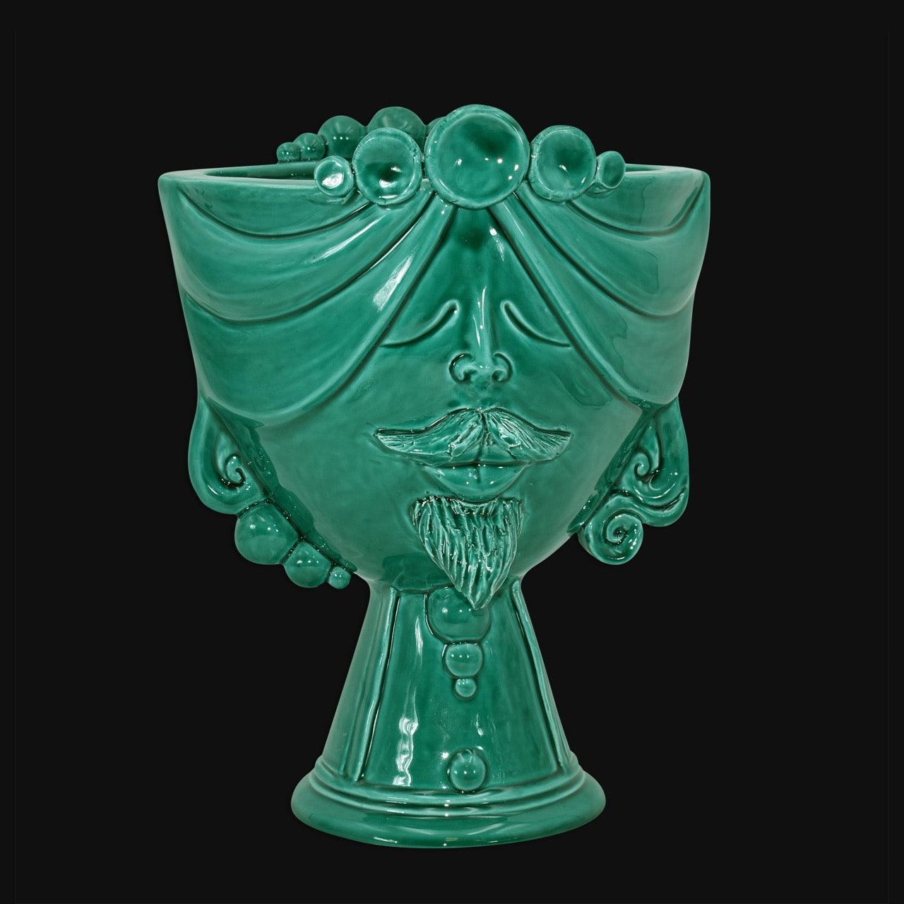 Testa Uomo in Ceramica Caltagirone | Zahira Verde Smeraldo 30cm - Ceramiche di Caltagirone Sofia