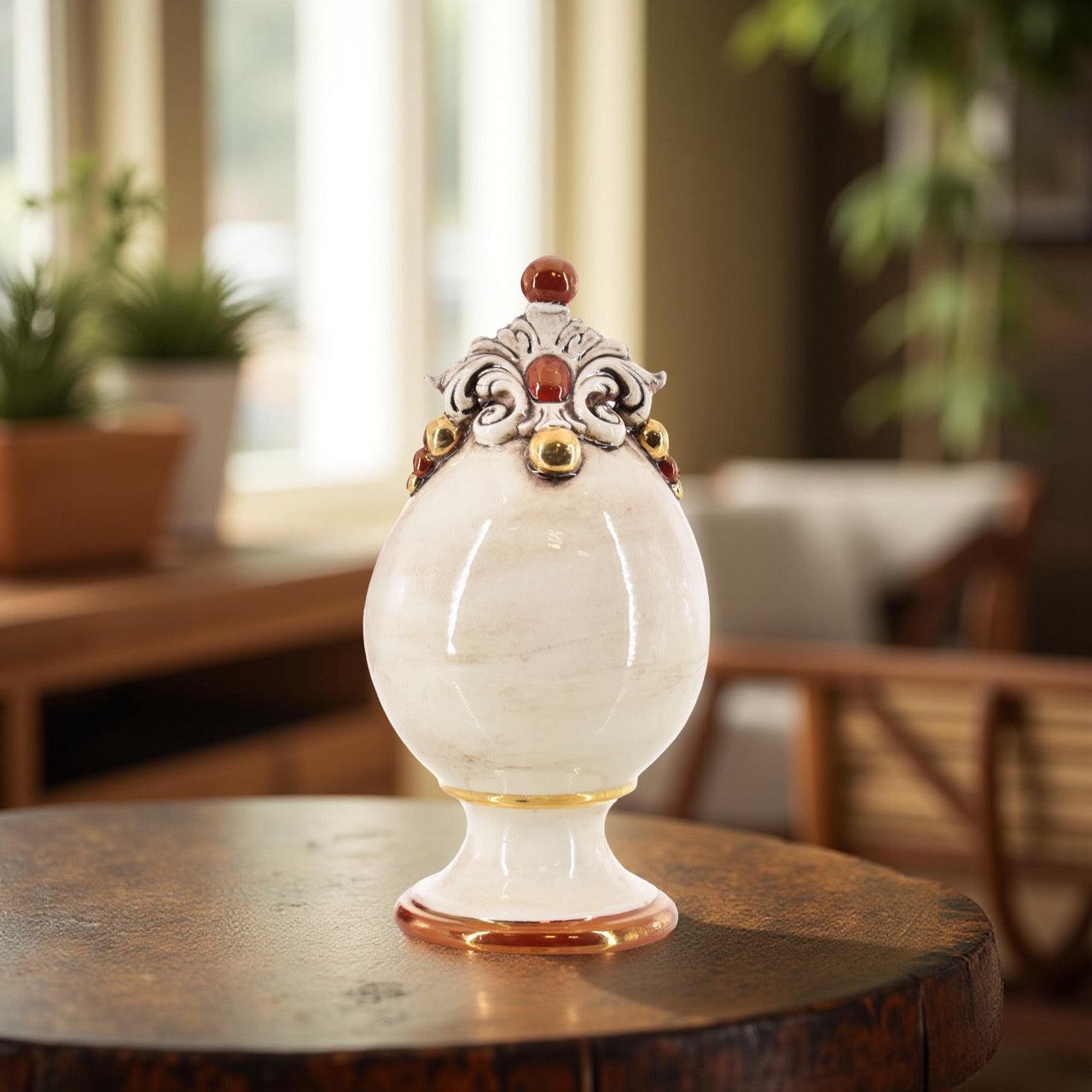 Uovo in ceramica h 18 Madreperla Oro e Lustri - Ceramiche di Caltagirone - Ceramiche di Caltagirone Sofia