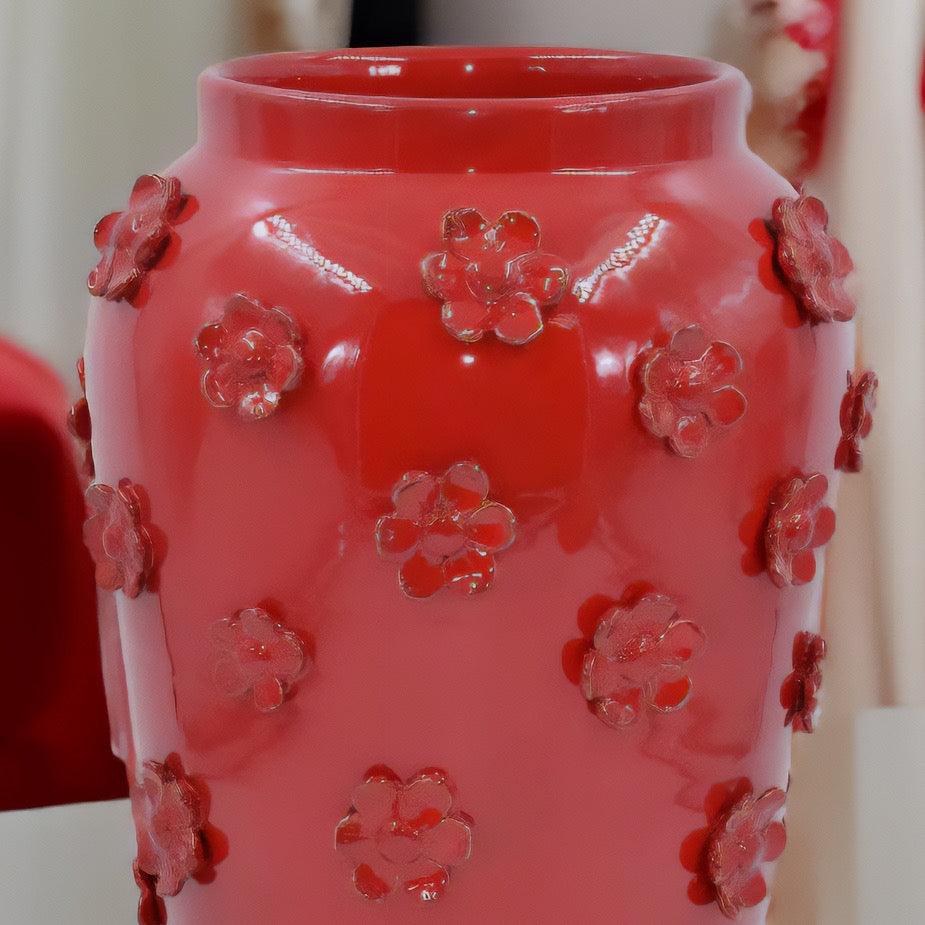 Vaso boccia con fiori Linea Rosso Fuoco - Ceramiche di Caltagirone Sofia