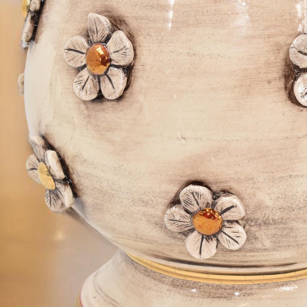 Vaso c/fiori h 20 madreperla antichizzato oro e lustri - Ceramiche di Caltagirone Sofia