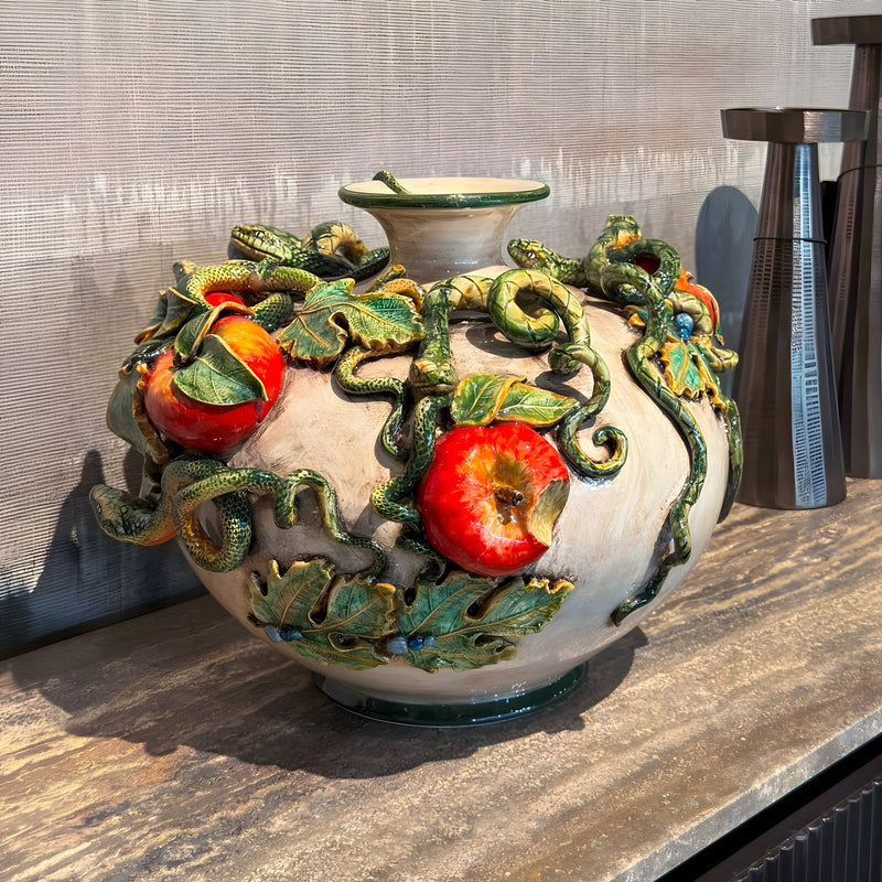 Jarrón Cerámica Siciliana, Madreperla – Cerámica italiana de Caltagirone, Sicilia
