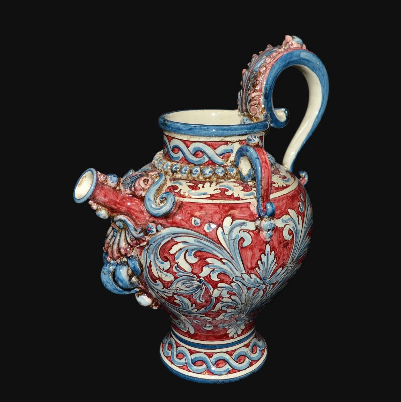 Versatoio a palla applicato h 32 ornato blu/bordeaux in ceramica di caltagirone - Ceramiche di Caltagirone Sofia