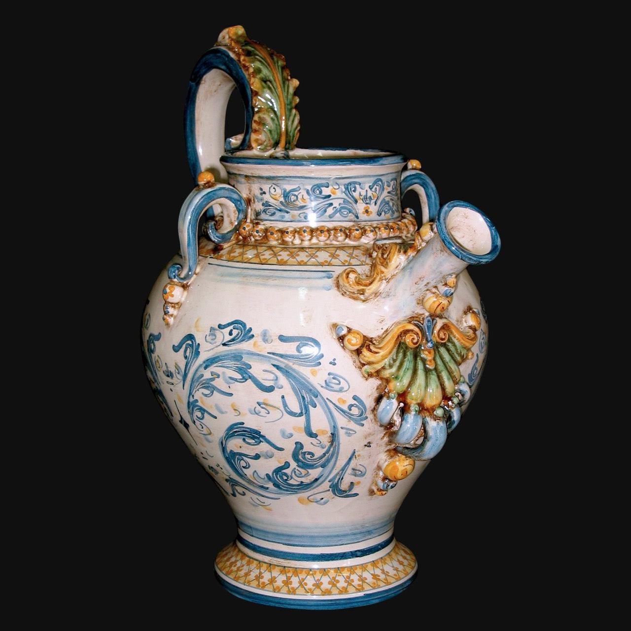 Versatoio a palla applicato h 32 s. d’arte blu/arancio in ceramica di caltagirone - Ceramiche di Caltagirone Sofia