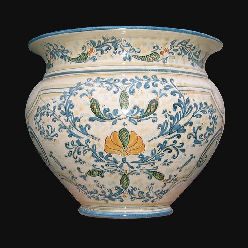 Cachepot petalo giallo blu e arancio - Ceramiche di Caltagirone Sofia