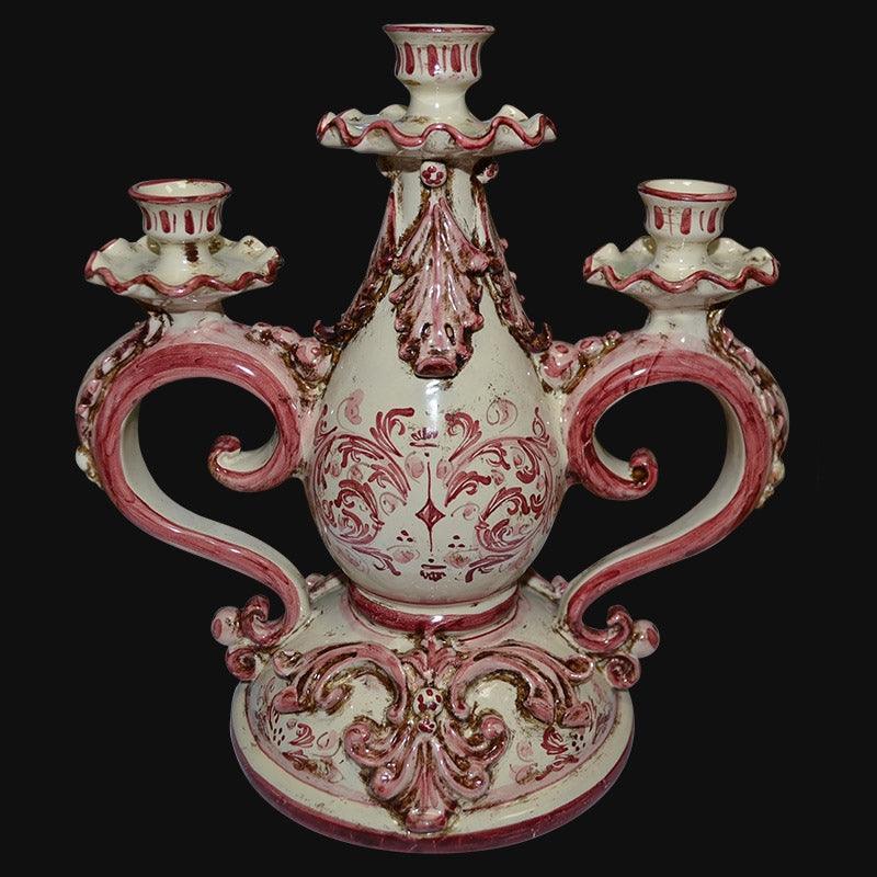 Candelabro 3 fuochi h 28 plast sofia mono bordeaux - Ceramiche di Caltagirone Sofia