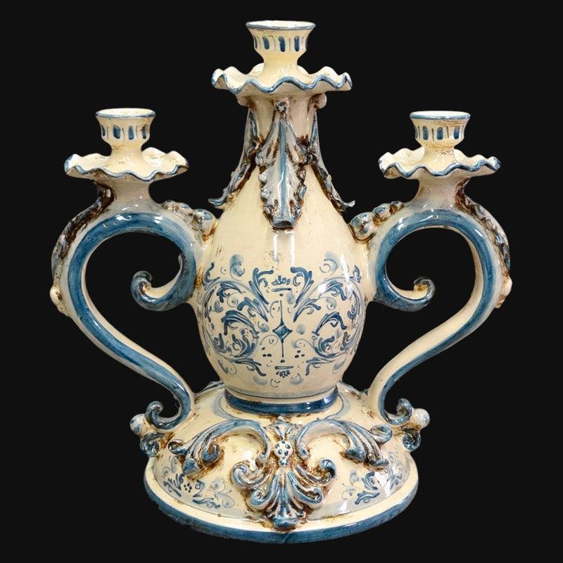Candelabro 3 fuochi h 28 plastico sofia mono blu - Ceramiche di Caltagirone Sofia
