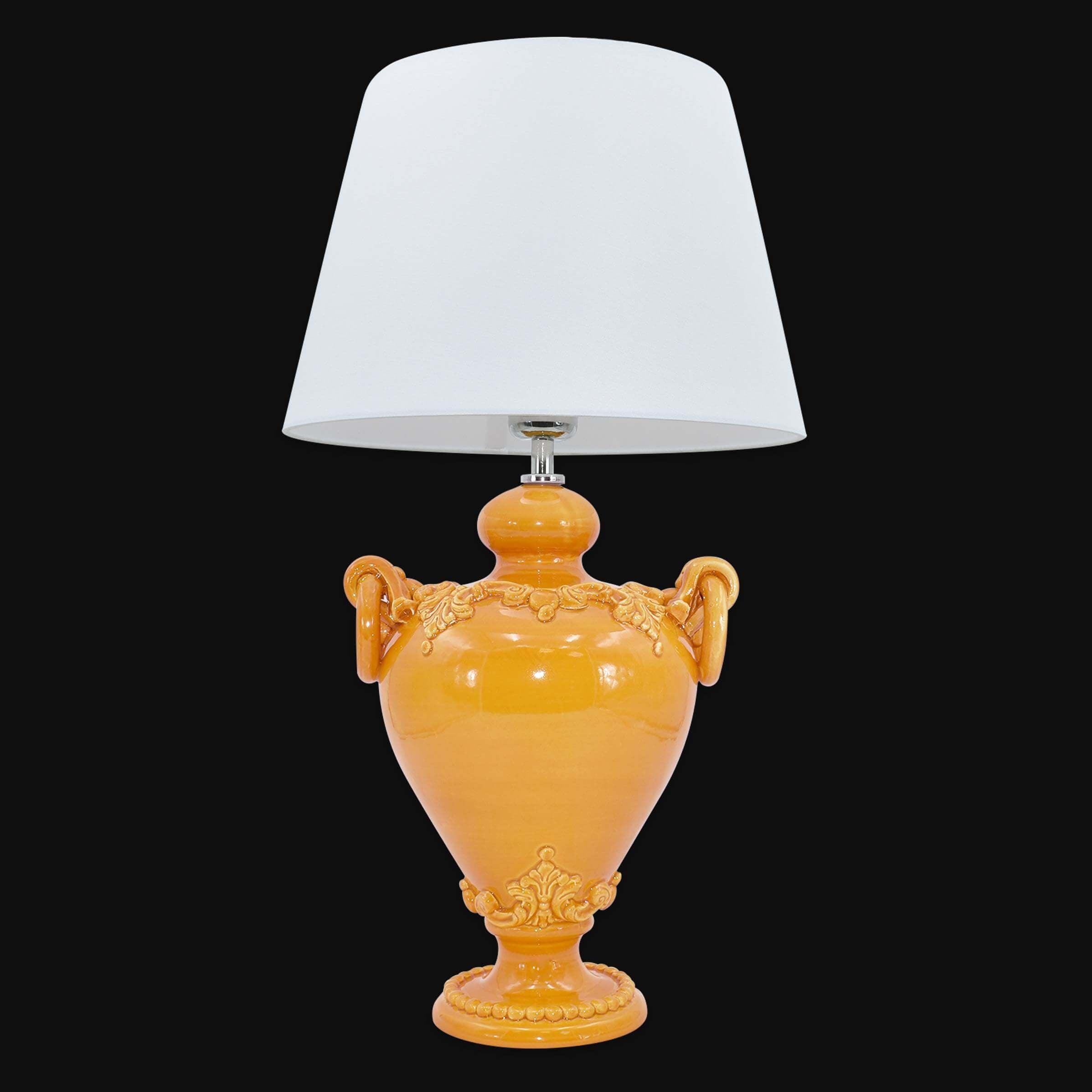 Lampada da tavolo senape in ceramica di Caltagirone fatti a mano, stile ornamentale Sofia