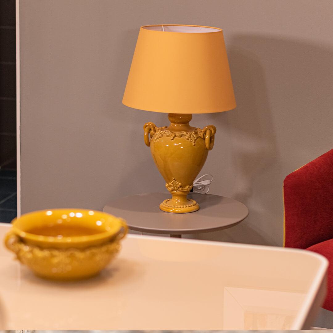 Lume anelli ornamentale h 55 Senape - Ceramiche artistiche Sofia - Ceramiche di Caltagirone Sofia