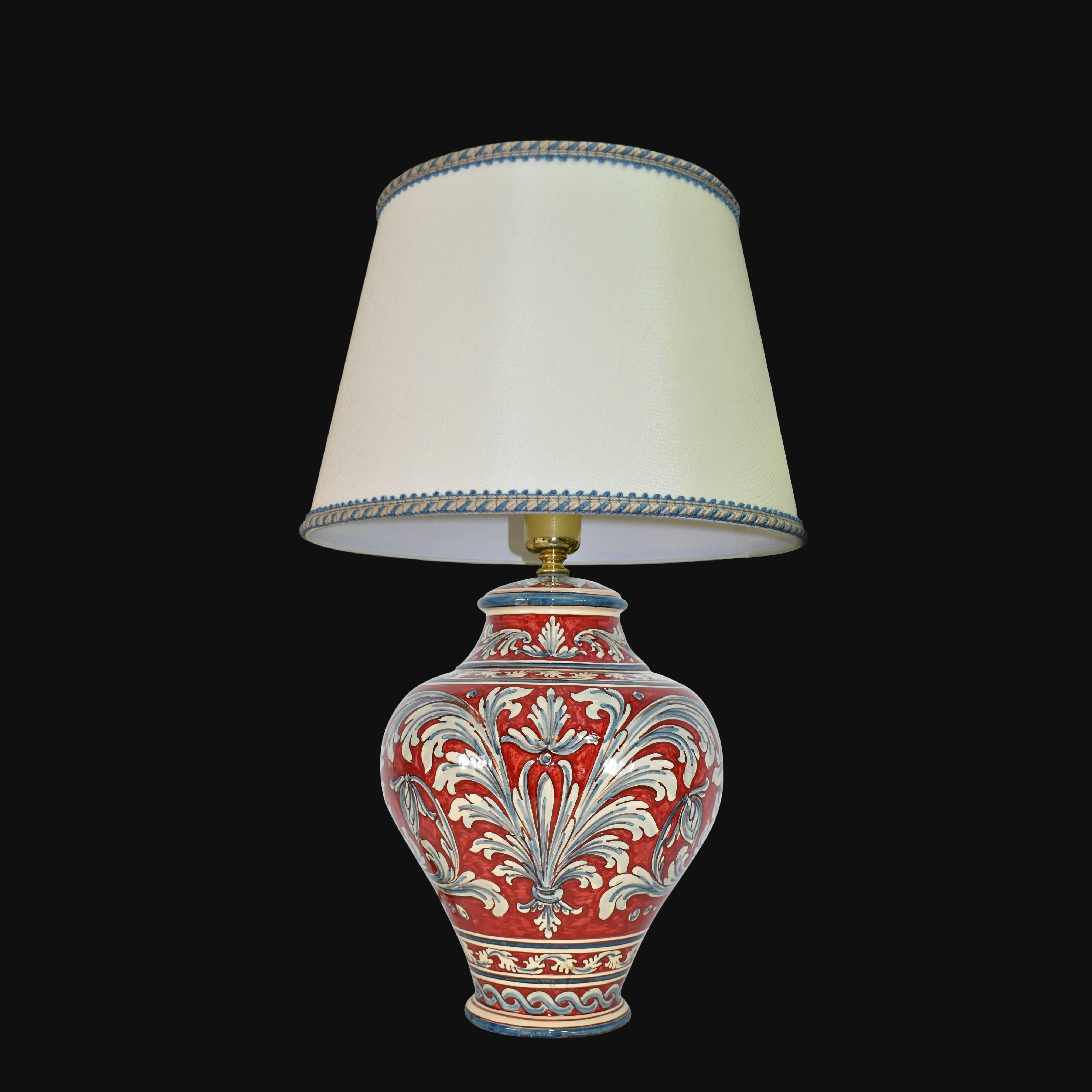 Lume boccia ornamentale ornato blu e Bordeaux- Ceramiche di Caltagirone Sofia - Ceramiche di Caltagirone Sofia