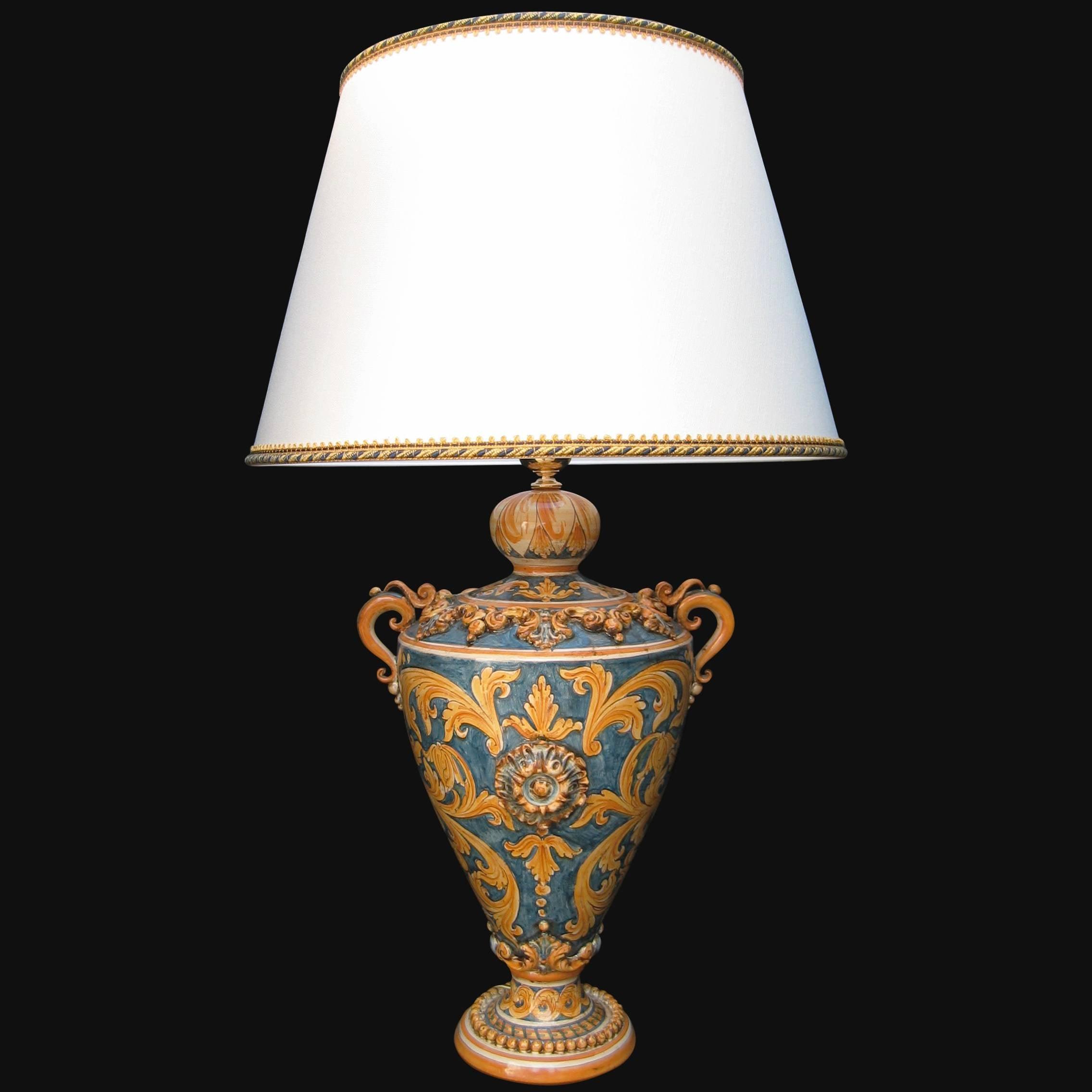 Lume coppa ornamentale ornato fondo blu - Ceramiche di Caltagirone Sofia - Ceramiche di Caltagirone Sofia